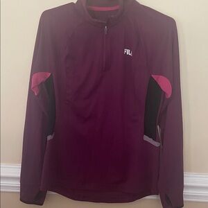 Fila Maroon and Pink Quarter-Zip Top